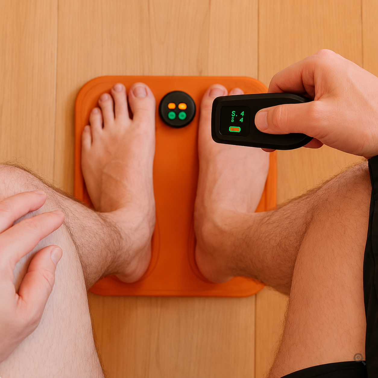 ReNerv 3D EMS Fußmassagematte mit Fernbedienung in Anwendung